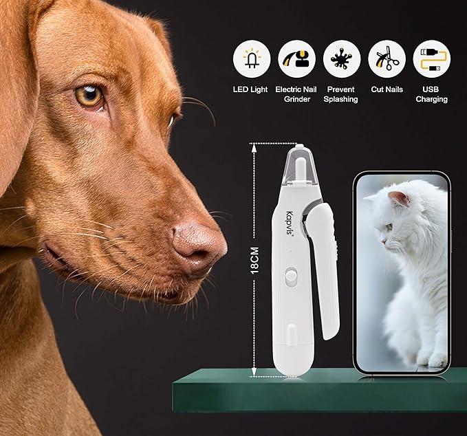 2-in-1 Dog & Cat Nail Clipper and Grinder,LED Lights & Safety Guard for Large Medium Small Dogs Cats Claw Trimmer,Claw Grooming Tool for for Cats and Small Dogs-PawvioPets