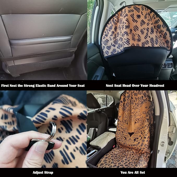 Car Seat Cover Protector Front Seats,for Gym Workout,Running,Swimming,Beach and Hiking,Waterproof Sweat Towel Bucket Seat Covers for Cars SUV Trucks (Leopard, 2Pcs)-PawvioPets