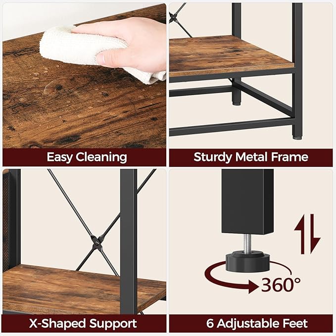 40-50 Gallon Fish Tank Stand, Aquarium Stand with Power Outlet and Storage Cabinet, Heavy Duty Tank Stand Suitable for Turtle Tank, Reptile Terrarium, for Home Office, Rustic Brown FTHR50E01-PawvioPets