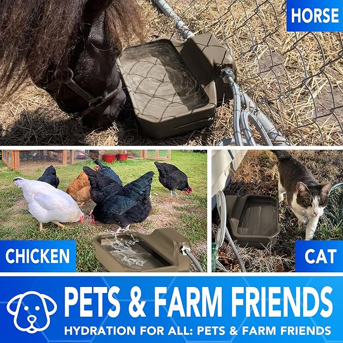 Automatic Dog Water Bowl Dispenser 1 Gallon - Outdoor Pet Water Bowl Feeder for Dogs, Livestock, Chicken - Auto Fill - Food Grade Material - Easy to Install - Brown-PawvioPets