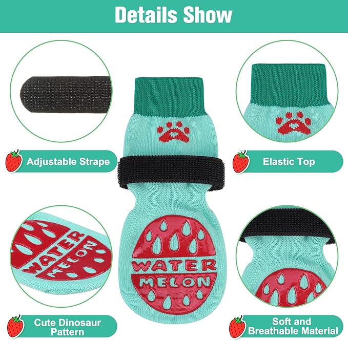 BEAUTYZOO Anti-Slip Dog Socks,Dog Shoes for Hot/Cold Pavement,Paw Protectors with Grips 3 Pairs for Puppy Small Medium Large Senior Old Dogs,Dog Socks to Prevent Licking and Hardwood Floor Protection-PawvioPets
