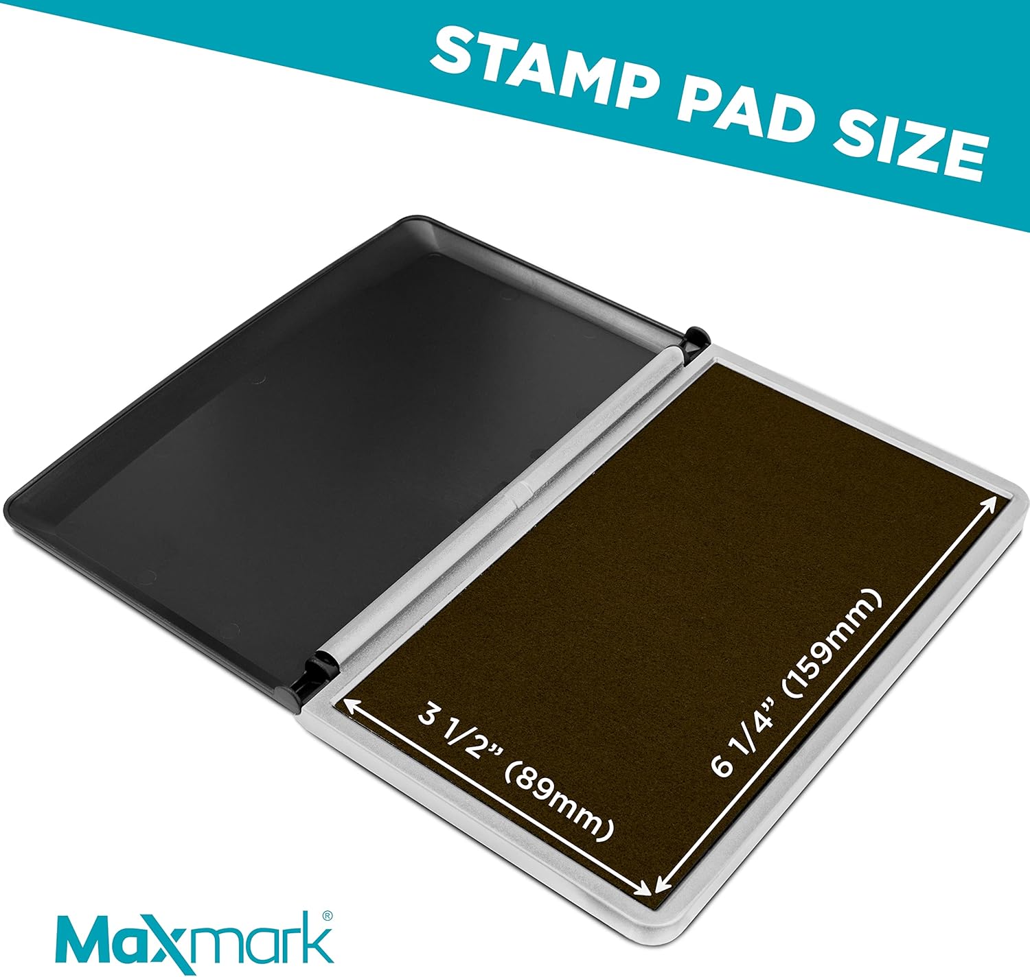 MaxMark Large Premium Brown Ink Stamp Pad - 3.5" x 6.25" - Quality Felt Pad