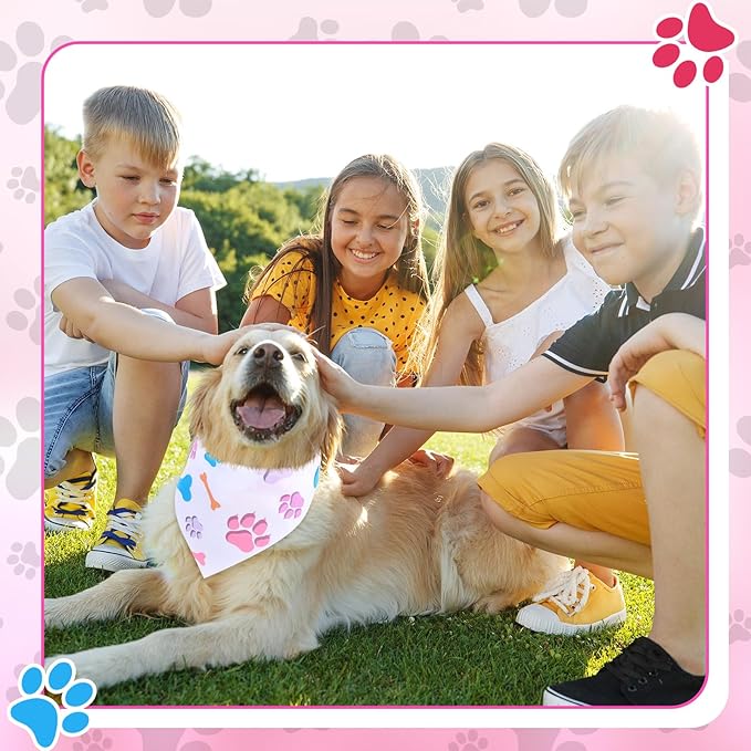 Abbylike 200 Pcs Paw Print Dog Bandanas Bulk Soft Triangle Scarves for Pets Party Costume Doggie Walking Photo Props Bibs for Pets Shops Grooming Groomers Adoption Events Halloween Party Gifts-PawvioPets