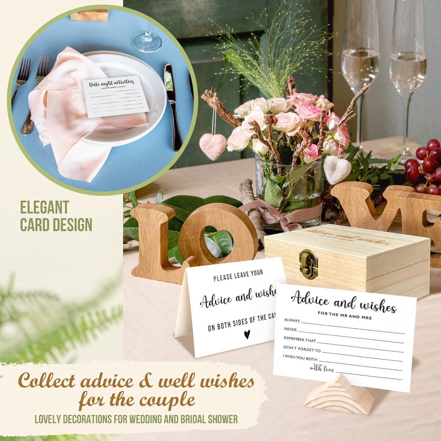 Advice And Wishes For The Mr And Mrs - Wedding Advice Cards For Bridal Shower Decorations, Hilarious Bridal Shower Games, Advice For The Groom And Bride Box, Wedding Games For Reception