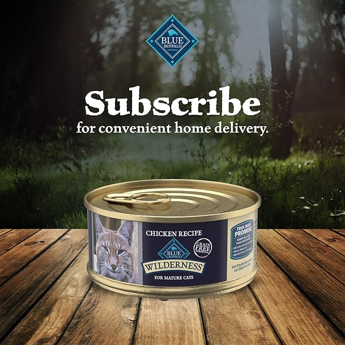 Blue Buffalo Wilderness High Protein Grain Free, Natural Mature Pate Wet Cat Food, Chicken 5.5-oz cans (Pack of 24)-PawvioPets