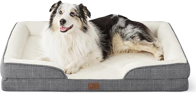 Bedsure XL Orthopedic Dog Bed for Extra Large Dogs - Waterproof XLarge Dog Cat Bed, Comfort Dogs Couch Sofa with Washable Removable Cover, Pet Bed with Nonskid Bottom, Argyle Black-Checks, 42"-PawvioPets