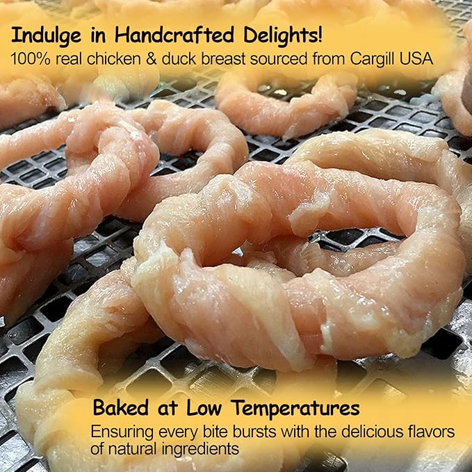 ASMPET Dog Treats Chews, Chicken & Duck Wrapped Rawhide Donuts Dental Care Chews for Small Medium Large Breed Aggressive Chewers (Pack of 4)-PawvioPets