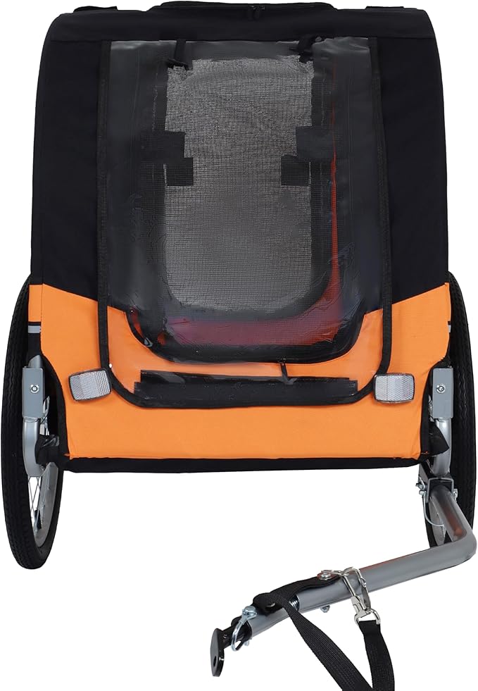 Blue-Grey Large Folding Bike Trailer for Dogs – Heavy-Duty Steel Frame, 66LB Capacity Pet Carrier for All-Terrain Cycling, Jogging & Camping Adventures!-PawvioPets