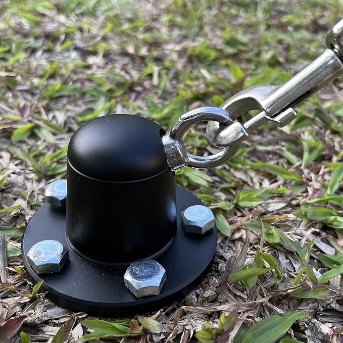 Dog Tie Out Stake Anchor, 360° Swivel Dog Tie Out Cable Runner for Yard Camping (Black)-PawvioPets