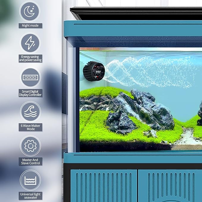 2100 GPH Wave Maker for Aquarium, Ultra Quiet DC 24V Fish Tank Powerhead with Strong Magnet Suction Base, Circulation Water Pump Wavemaker with Controller and LED Display for 30-70 Gallon Tank-PawvioPets