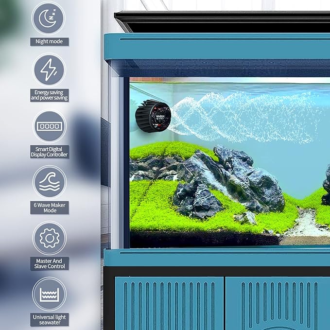 Aquarium Wave Maker With Controller, 3400 GPH DC Circulation Pump, Ultra-Quiet Fish Tank Powerhead with Magnetic Mount Suction for 60-120 Gal Freshwater Saltwater Tank-PawvioPets