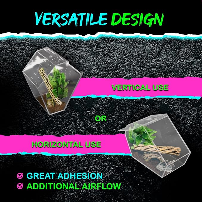 Coffin Shaped Jumping Spider Enclosure 9.5”x7.5”x5” Tarantula Enclosure Reptile Terrarium w/Sliding Magnetic Door. Great Reptile Tank Acrylic Aquarium Spider Box for Terrestrial or Arboreal Animal.-PawvioPets