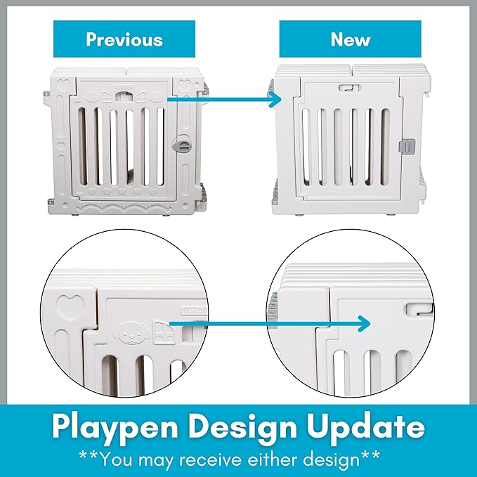 BIRDROCK HOME Pet Playpen with Door | 12 Panel | Strong Plastic | Puppy Safety Fence Pen Playpen | Non-Slip and Secure Dog Gate | White-PawvioPets