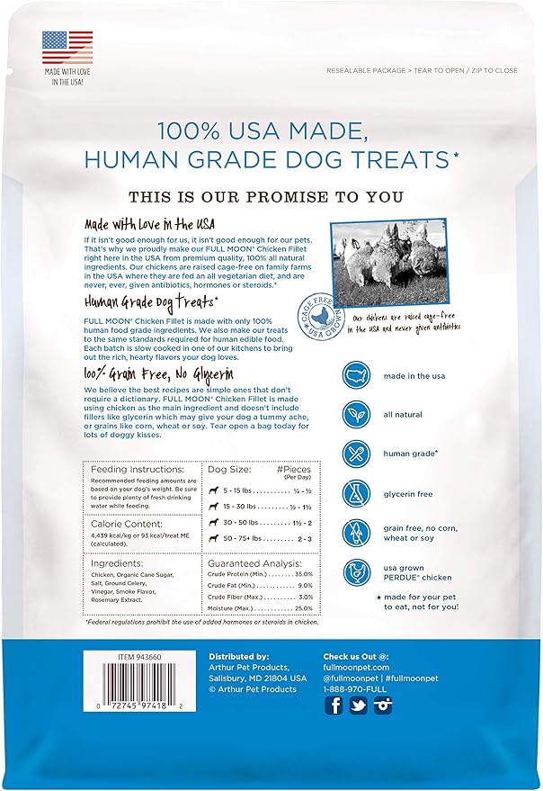 Full Moon Chicken Fillet Healthy All Natural Dog Treats Human Grade Made in USA 48 oz-PawvioPets
