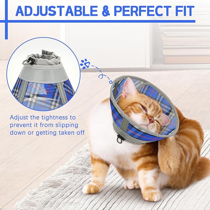 Cat Cone Collar Soft, Cat Recovery Collar for Large Medium Small Cats Kittens, Pet Cone Alternative After Surgery-PawvioPets