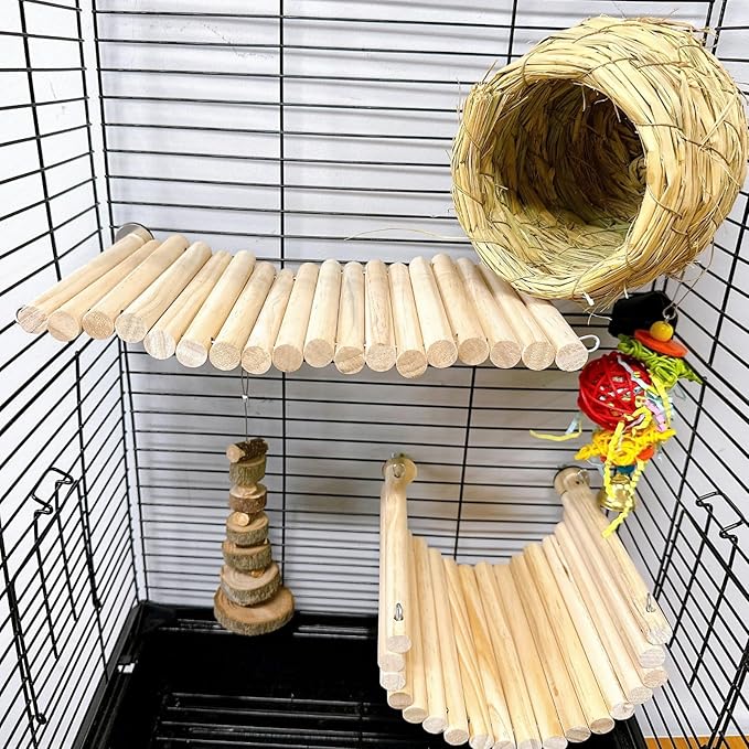 2Pcs Chinchilla Wood Ledge Hamster Wooden Flexible Platform Perch Climbing Toys Cage Accessories for Rat Mouse Sugar Glider Small Animal-PawvioPets