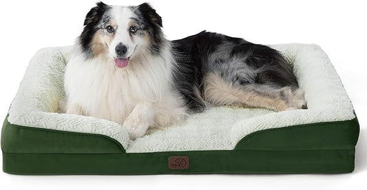 Bedsure XL Orthopedic Dog Bed for Extra Large Dogs - Washable XLarge Dog Cat Bed Waterproof, Comfort Dogs Couch Sofa with Washable Removable Cover, Pet Bed with Nonskid Bottom, Plush-Green, 42"-PawvioPets