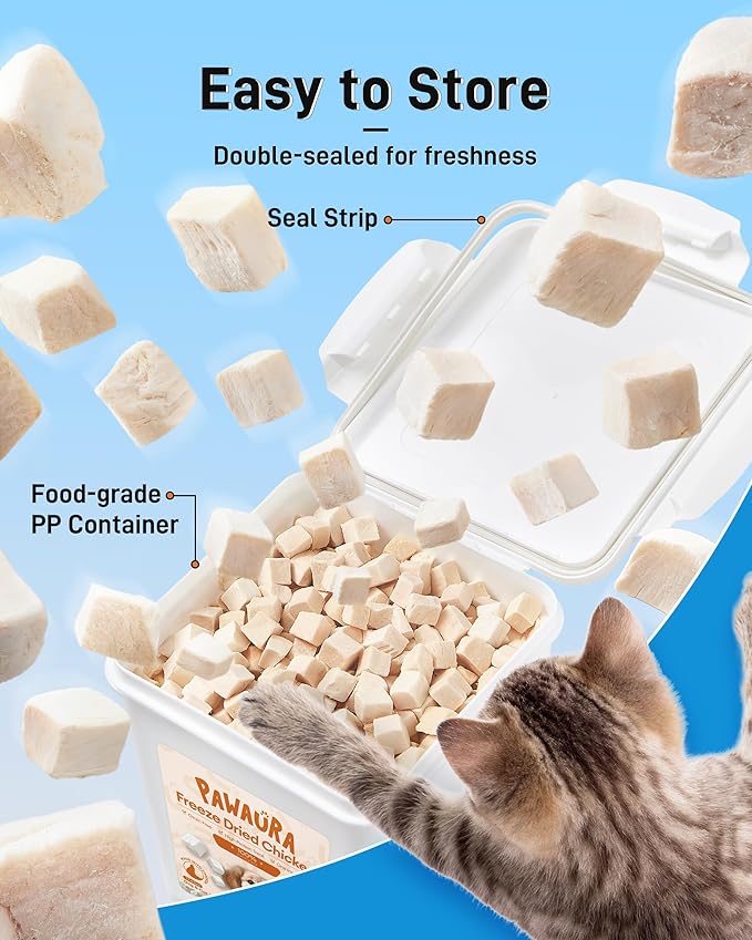 Freeze Dried Chicken Cats & Dogs Treats, 1.1lb(17.63 OZ), Single Ingredient, High Protein, No Additives, Grain Free, Training & Nutrition Supplements, Sealed Box-PawvioPets
