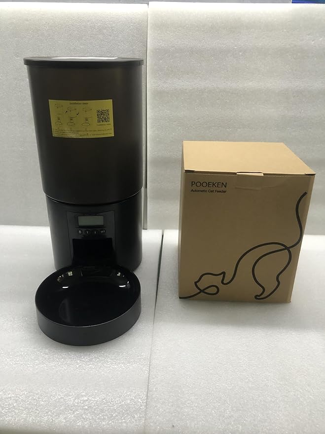 Automatic Cat Feeder Food Dispenser: 6L Timed Small Dog Dry Food Dispenser with 10s Voice - Distributeur Nourriture Chat Hund Programmable - Auto Pet Feeder with 1-6 Meals Black-PawvioPets