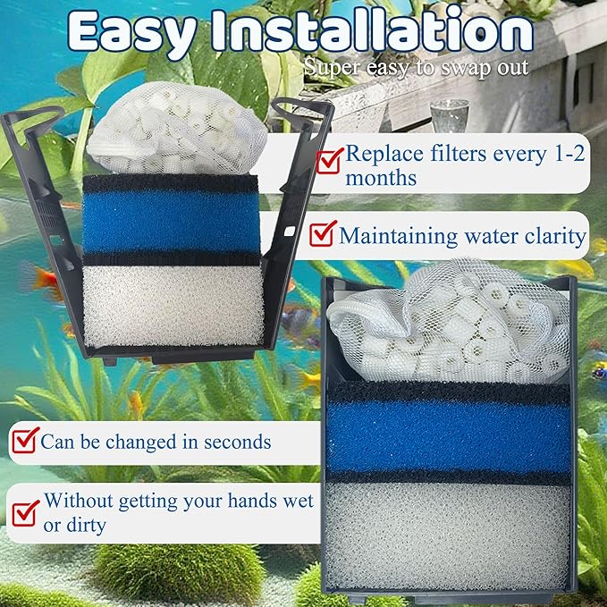 2 Sets of Upgraded Three-Stage Filtration Fish Tank Filter for AquaClear 30 Power Filter, 2 Set of Replacement Maintenance Kit for Fish Tank Filter for 30/150 30-Gallon Aquarium-PawvioPets