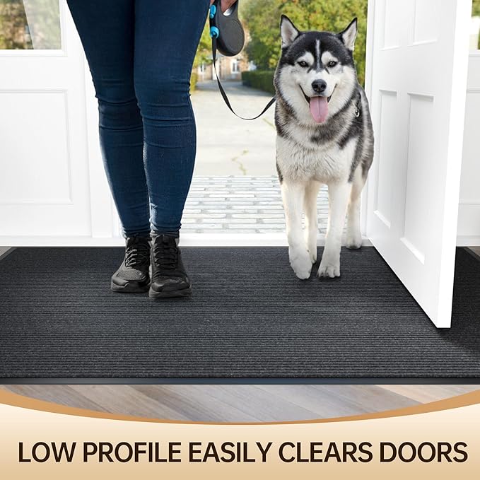 Front Door Mat Outside Entrance, 96" x 48" Sturdy Indoor Outdoor Mats for Entryway, Low Profile Welcome Doormat for Home Entrance, Non Slip Shoe Scraper Mat, Ideal for High Traffic Area-PawvioPets