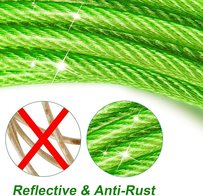 Dog Tie Out Cable for Outside,20FT Heavy Duty Dog Leash&Chains with Swivel Hook,Small-Large Dogs Runner Cable Up to 250lbs, Long Dogs Lead Line for Yard Outdoor and Camping (250lbs 20FT, Green)-PawvioPets