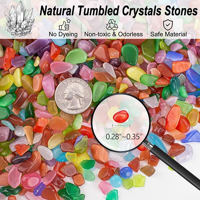 3 Lb Cat Eye Stones Aquarium Gravel Rocks for Fish Tank, Fish Tank Rocks Gravel Betta Fish Colorful Marbles for Vases Filler, Garden and Fish Tank Decoration-PawvioPets