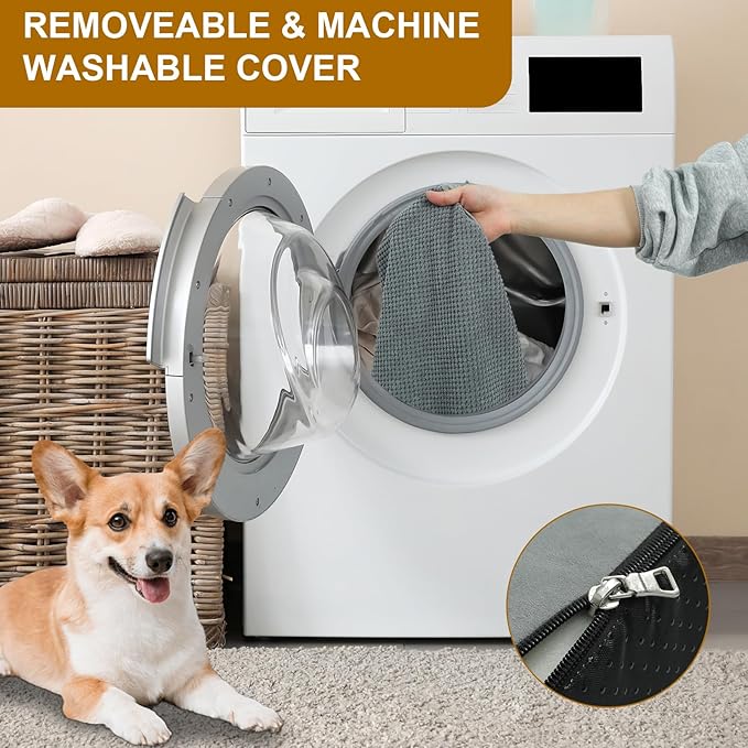 Dog Stairs for Small Dogs 19.7" H, 4-Step Dog Steps for High Bed, High-Density Foam Curved Pet Stairs with Non-Slip Removable Washable Cover to Get on Bed-PawvioPets