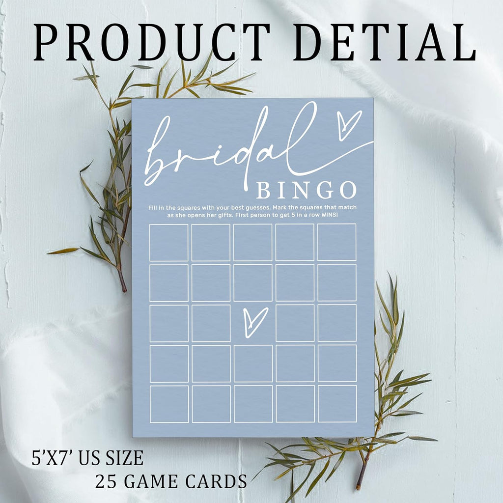 Fun Bridal Shower Bingo Games Set with Blank Squares to Wedding Guest Book idea Bride’s Gifts, Fun Wedding Shower Games Activity for 25 Guests Minimalist White Newlywed Party Supplies - B14