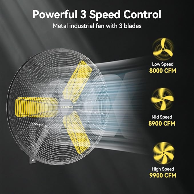 30 Inch Industrial Wall Mount Fan Oscillating with 2 Pack, 8900 CFM Commercial Metal Wall Fans with Poweful Motor, 3 Speed, Heavy Duty Construction Indoor for Warehouse, Workshops UL Listed-PawvioPets