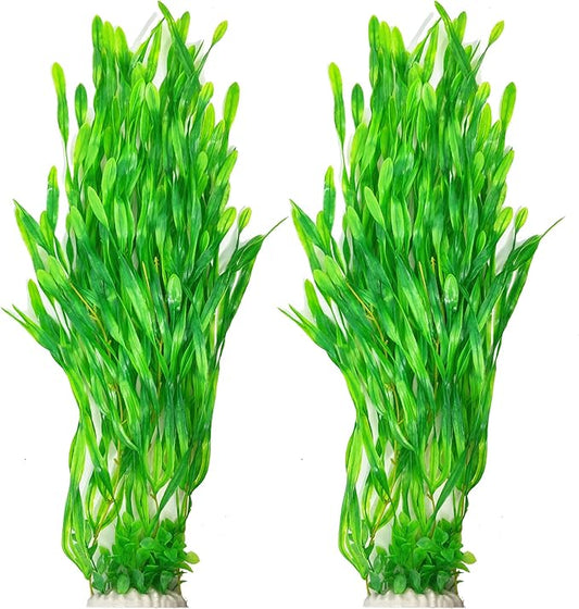 25.98 Inch Tall Aquarium Plants – Large Lifelike Artificial Fish Tank Decorations, 2 Pcs Fish Tank Plants Plastic，Durable & Safe for Freshwater/Saltwater Aquariums (Green (Style B))-PawvioPets
