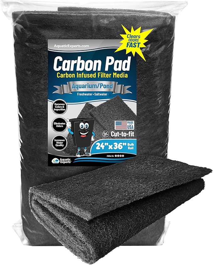 Aquarium Carbon Pad - Cut to Fit Carbon Infused Filter Pad Media for Crystal Clear Fish Tank and Ponds (24 Inch Width, 36 Inch Long)-PawvioPets
