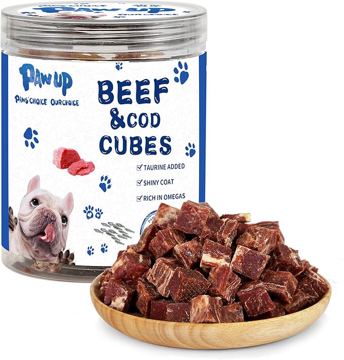 Dog Treats Training Rewards, Beef Cod Cubes, 1% Taurine Added, 12.5 oz, Rawhide Free, Grain Free, Low Fat Dog Training Rewards and Snacks, No Additives-PawvioPets