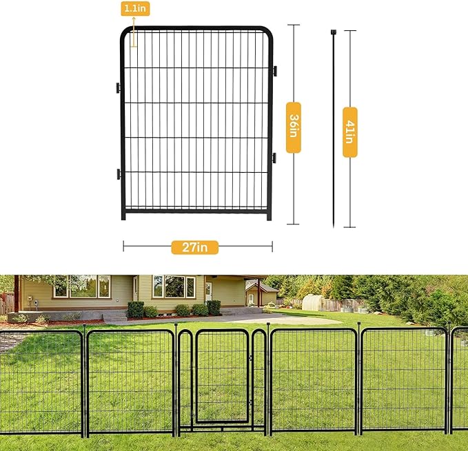 Garden Fence 36 Inch 14 Panels Without Gate, Inside and Outside, Total 31 Ft(l) Garden Fence for Yard and Dog, Black Dog Pen, Heavy Duty Pet Puppy Exercise Pen for Rv Camping-PawvioPets