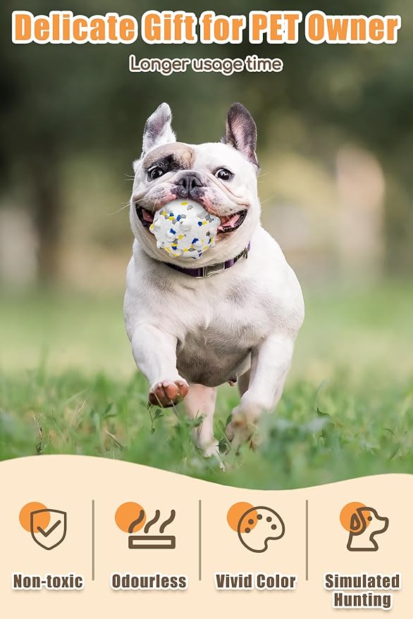 2.36'' Dog Balls for Dogs Aggressive Chewers Indestructible Tennis Durable Bouncy Interactive Dog Toy Balls for Fetch Game Floating Training(White Medium)-PawvioPets