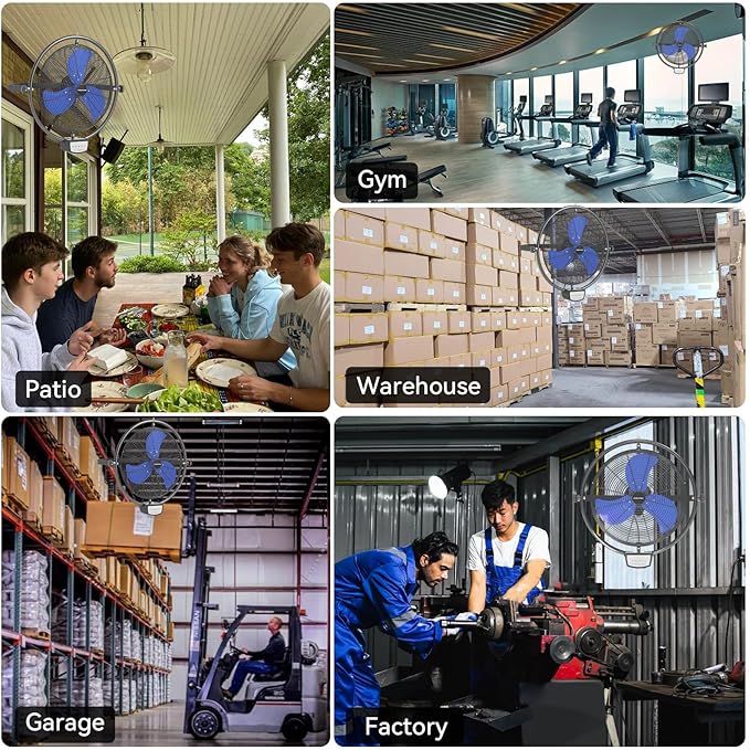 20 Inch Wall Metal Fan Pro Series Remote Control, High Velocity Wall Mount Fans for Commercial, Residential, Warehouse, Covered Patio, Shop, Garage, Barn 3 Speed 5200 CFM UL Safety Listed-PawvioPets