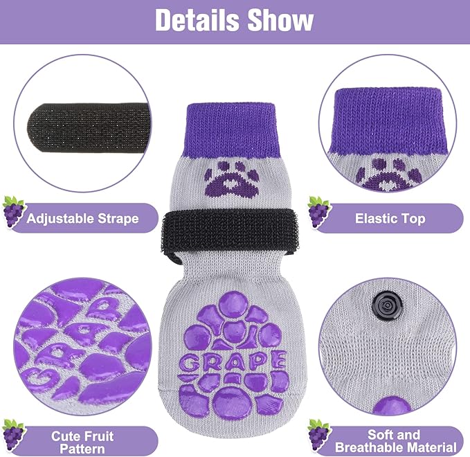BEAUTYZOO Anti-Slip Dog Socks,Dog Shoes for Hot/Cold Pavement,Paw Protectors with Grips 3 Pairs for Puppy Small Medium Large Senior Old Dogs,Dog Socks to Prevent Licking and Hardwood Floor Protection-PawvioPets
