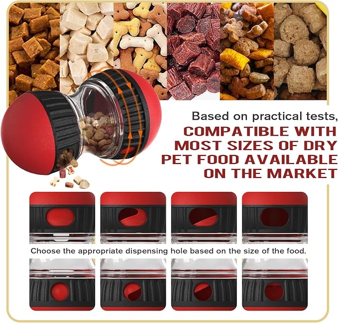 Dog Food Puzzle Toy Adjustable Treat Dispensing Food Dispenser Slow Feeder Bowls Puppy Enrichment Toy Ball Dog Interactive Chase Training Toys for Small Medium Large Dogs-PawvioPets