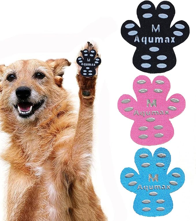 Dog Paw Protector Gripper Traction Pads,Dog Paw Covers,Foot Stickers in Summer Hot/Winter Cold Pavement,Dog Shoes Booties Socks Replacement,12 Sets (48 pcs) M Multicolor-PawvioPets