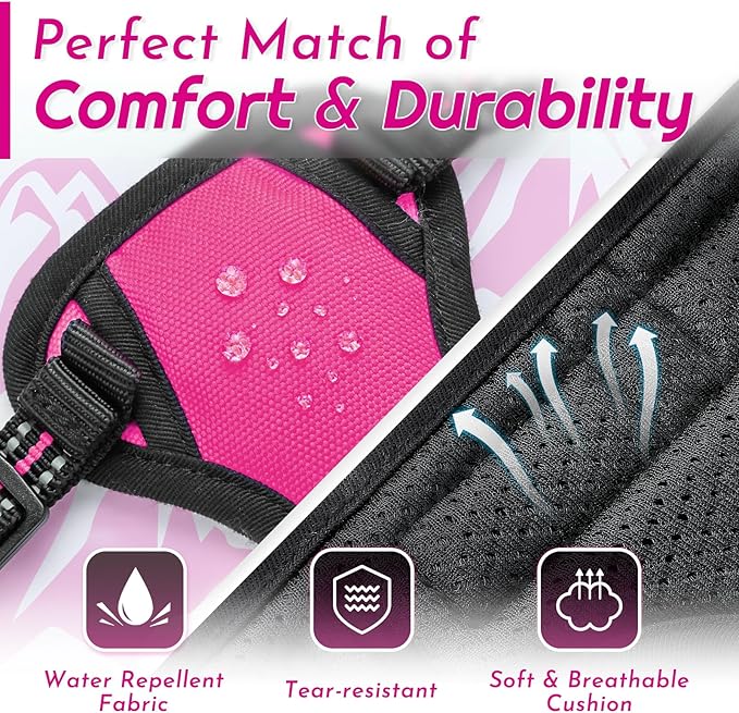 Eagloo Small Dog Harness No Pull, Service Vest with Reflective Strips and Control Handle, Adjustable and Comfortable for Easy Walking, No Choke Pet Harness with 2 Metal Rings, Rose Red, XS-PawvioPets