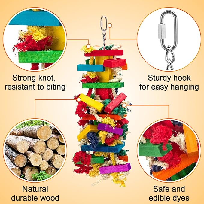 Extra Large Bird Parrot Toys for Macaws, African Grey, Amazon Parrots Bird Gifts-PawvioPets