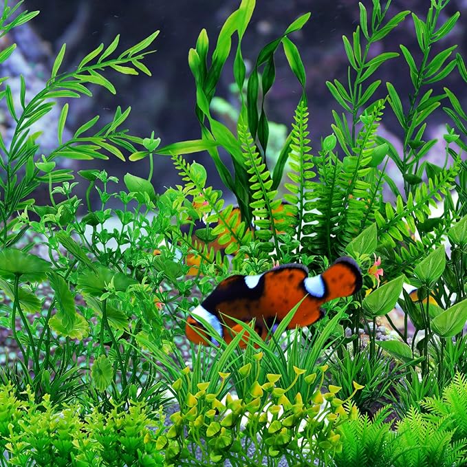 Aquarium Decorations - 25pcs Green Plants for Fish Tank, Plastic Decor Accessories-PawvioPets