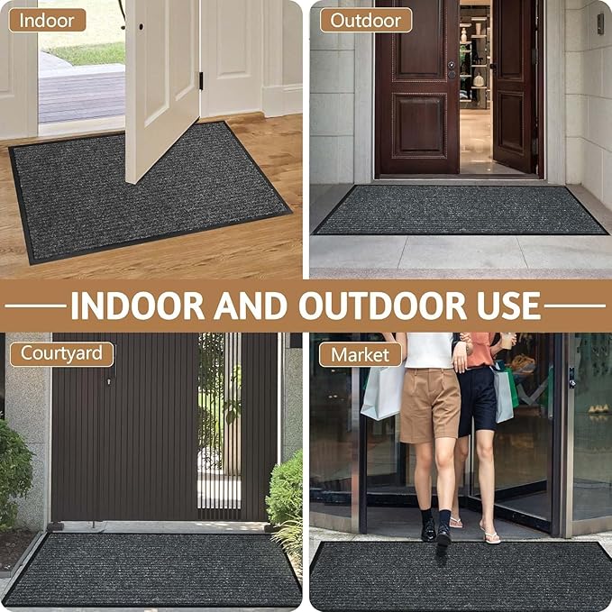 Durable Indoor Outdoor Door Mats for Entryway, Heavy Duty Front Door Mat, 48” x 24” Low Profile Welcome Mats for Entry, Stain and Fade Resistant Indoor Outdoor Entrance Mat-PawvioPets