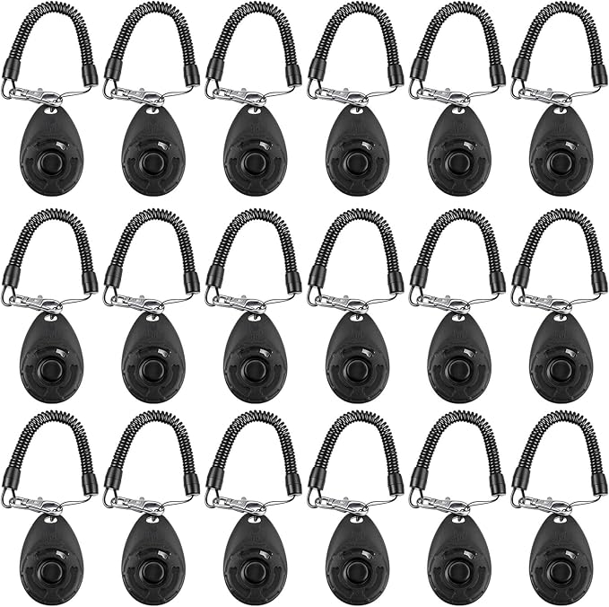 Frienda 18 Pieces Dog Training Clicker, Pet Behavioral Training Clickers with Wrist Strap for Dogs Cats Puppy Birds Horses(Black)-PawvioPets