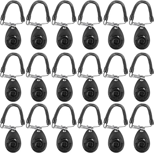 Frienda 18 Pieces Dog Training Clicker, Pet Behavioral Training Clickers with Wrist Strap for Dogs Cats Puppy Birds Horses(Black)-PawvioPets
