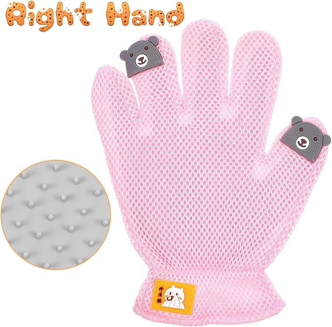 2 in 1 Pet Grooming Glove for Cats & Dogs, Efficient Deshedding Brush Pet Long Short Fur Removal Glove, Gentle Massaging Puppy Kitten Bathing Grooming Brush Tool, Easy Clean Floating Hair Mitt-PawvioPets