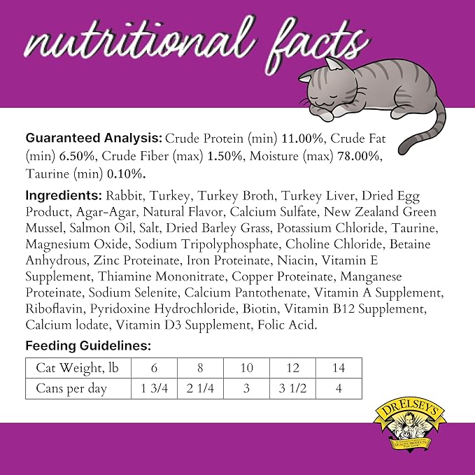 Dr. Elsey's cleanprotein Original Rabbit & Turkey Recipe Wet Cat Food, (Pack of 24), 2.75oz Cans-PawvioPets