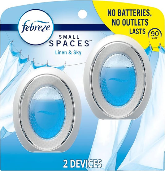Febreze Bathroom Air Freshener, Odor-Fighting, Plug In Alternative, Air Fresheners for Home and Bathroom and Kitchen, Closet Air Fresheners, Linen & Sky Scent, 2 Count-PawvioPets