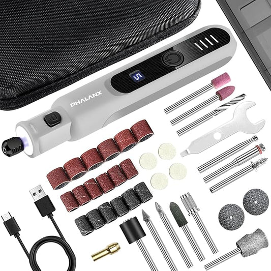 Dog Nail Grinder - Rechargeable Pet Nail Grinder, Electric Upgraded 5 Speed w LED Lights Cordless Dog Nail Trimmer Kit, 40 Accessories Pet Dog Claw Care Kit for Dogs Cats and Small Medium Animals Grey-PawvioPets