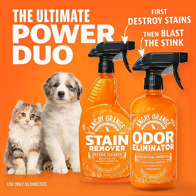 ANGRY ORANGE Pet Odor Eliminator for Dog and Cat Urine, Carpet Stains, and Strong Smells – Citrus Cleaner with Natural Orange Oil – 24 oz-PawvioPets